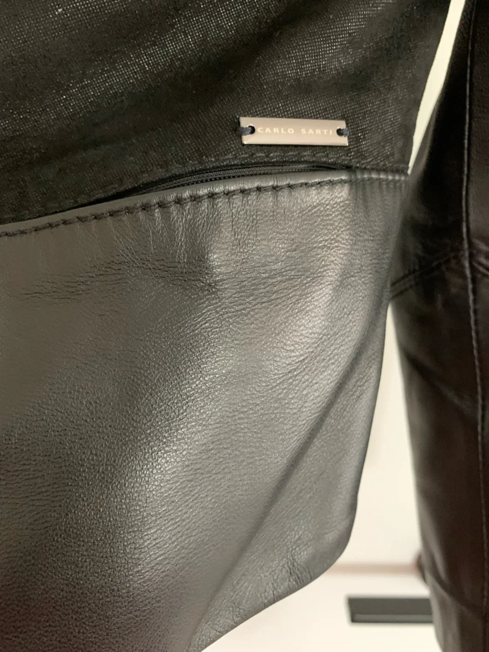 Black Mixed-Media Leather Jacket - Women, size 40 - Picture 4 of 6